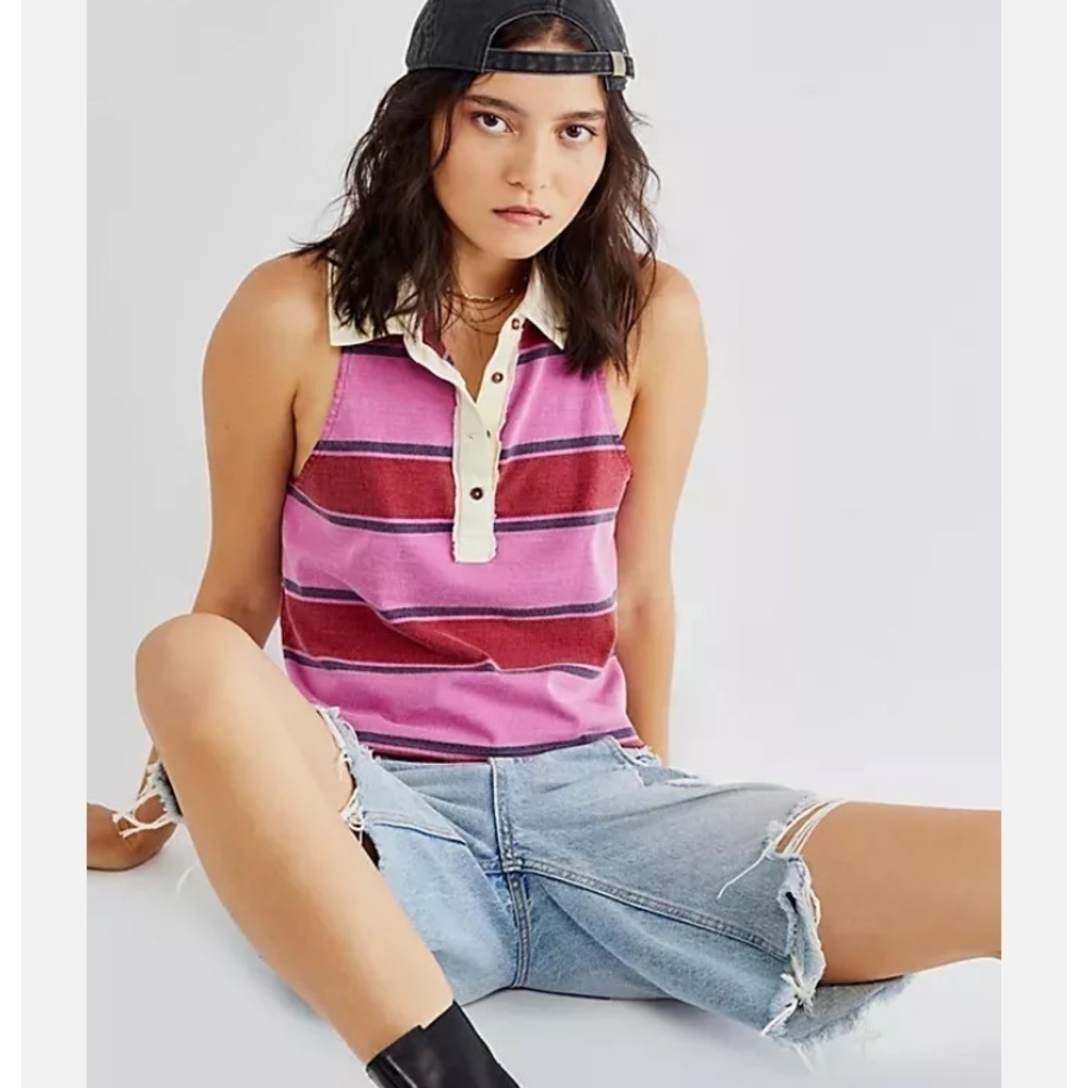 Free People We The Free Walking On Sunshine Tee Blouse Top Striped nWOT